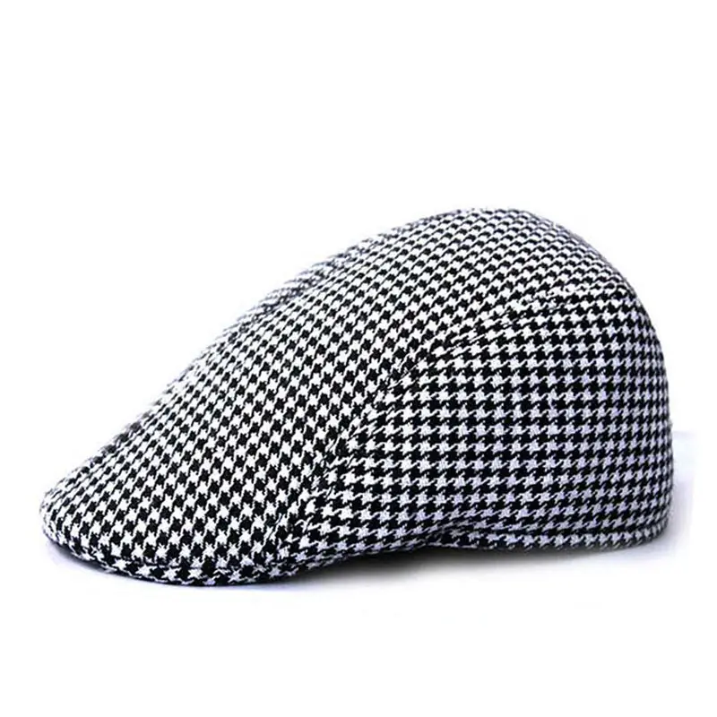 Full Sealed Men's and Women's Autumn and Winter Warm Cotton Houndstooth Beret Vintage Casual Cap Outdoor Hunting Hat - Image 4