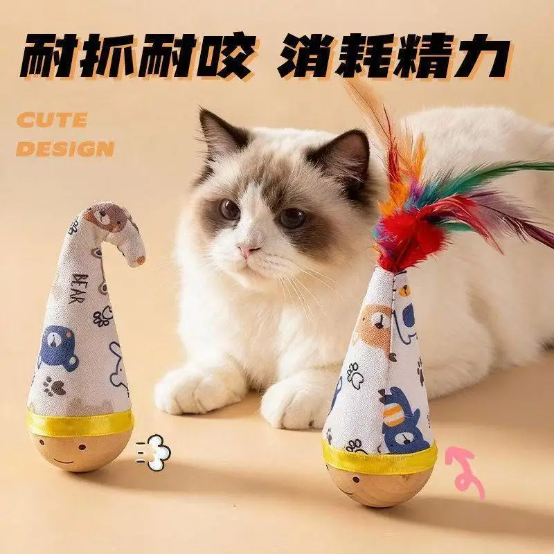 Cat Toy Wobbling Feather Teaser Stick for Self-Entertainment, Boredom-Relief Gadget for Kittens, Energy-Consuming Stress-Relief Pet Toy — feature 1