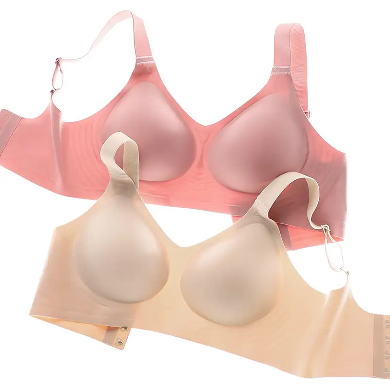 Jelly Soft Support Semi-Fixed Cup Smooth Seamless Wireless Comfortable Wide-Strap Bra with Gathering Effect, High Elasticity, Ultra-Soft, and Minimizes Appearance