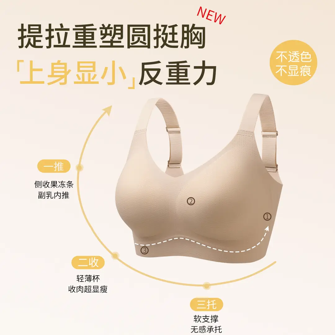Special Edition Foundation Liquid, Large Size Invisible Seamless Anti-Sagging Bra for Big Busts, Minimizing and Gathering Effect, Thin Style for Women, Summer