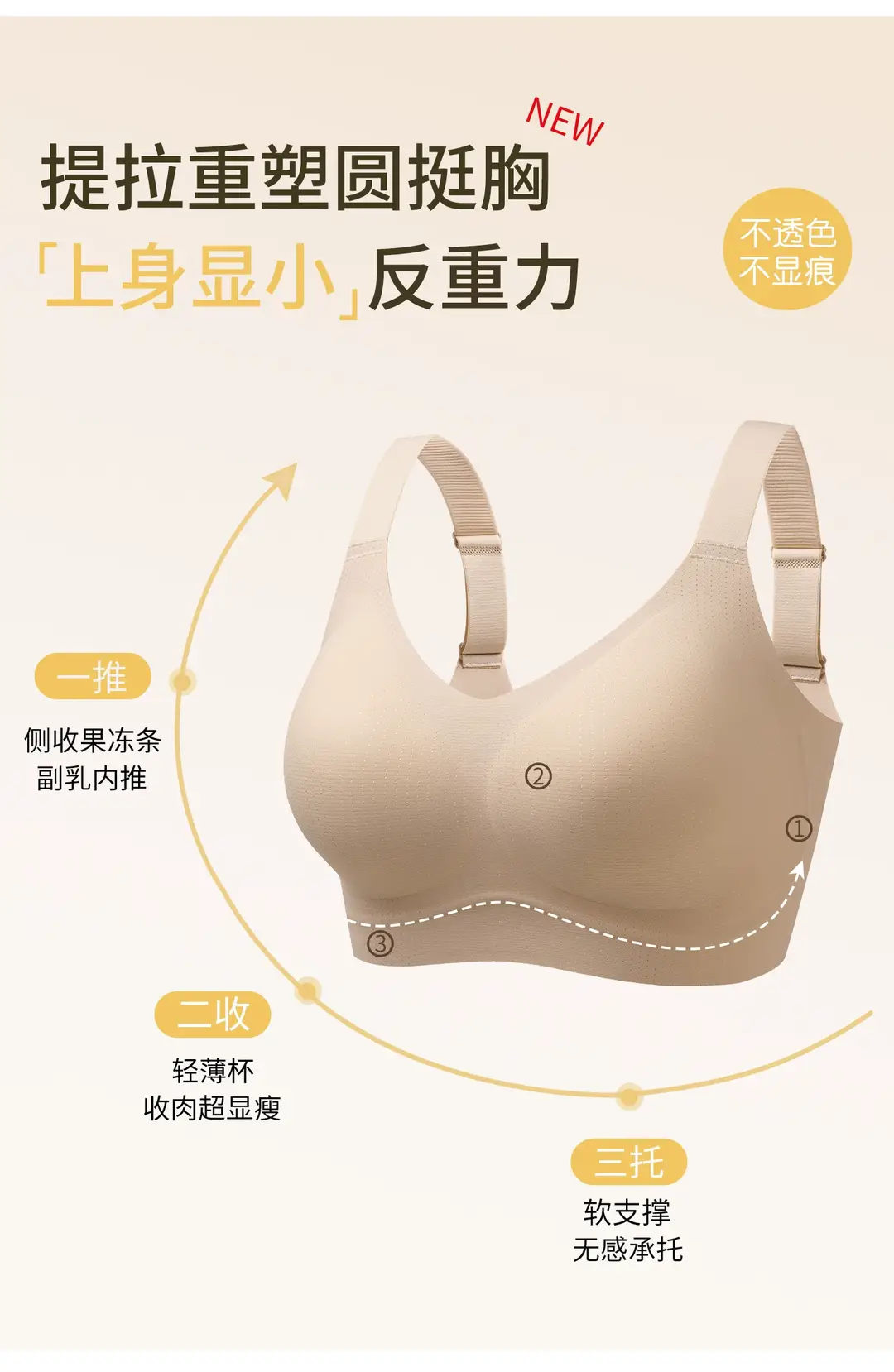 Special Edition Foundation Liquid, Large Size Invisible Seamless Anti-Sagging Bra for Big Busts, Minimizing and Gathering Effect, Thin Style for Women, Summer — feature 16