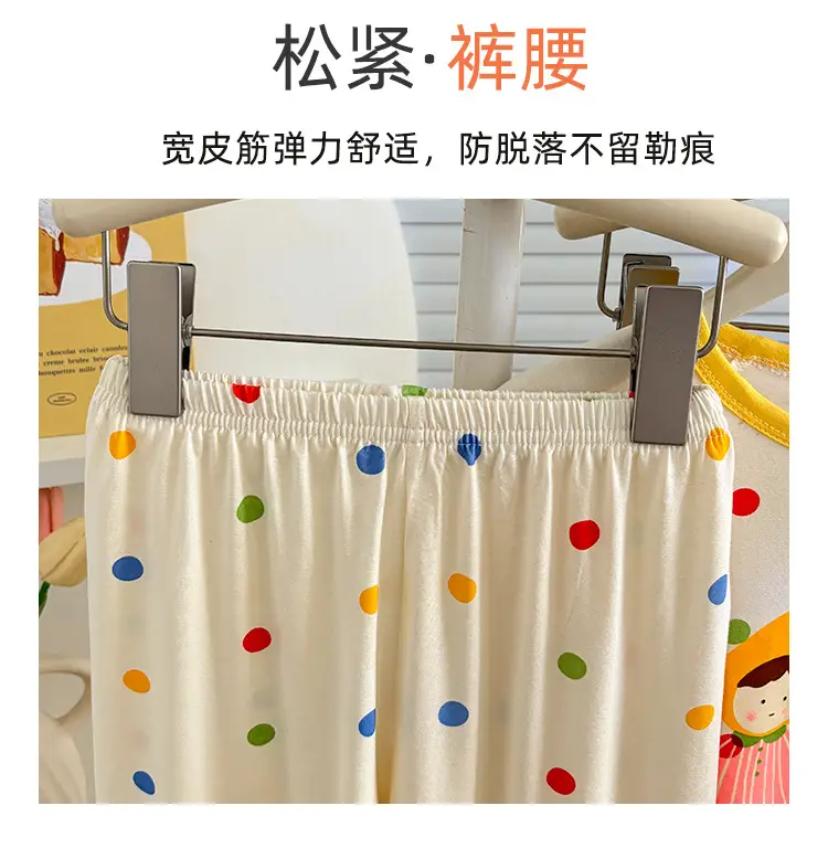 Modal Children's Pajamas Summer New Home Wear Set Girls' Short-Sleeve Three-Quarter Pants Air Conditioning Clothing Cartoon Soft — feature 5
