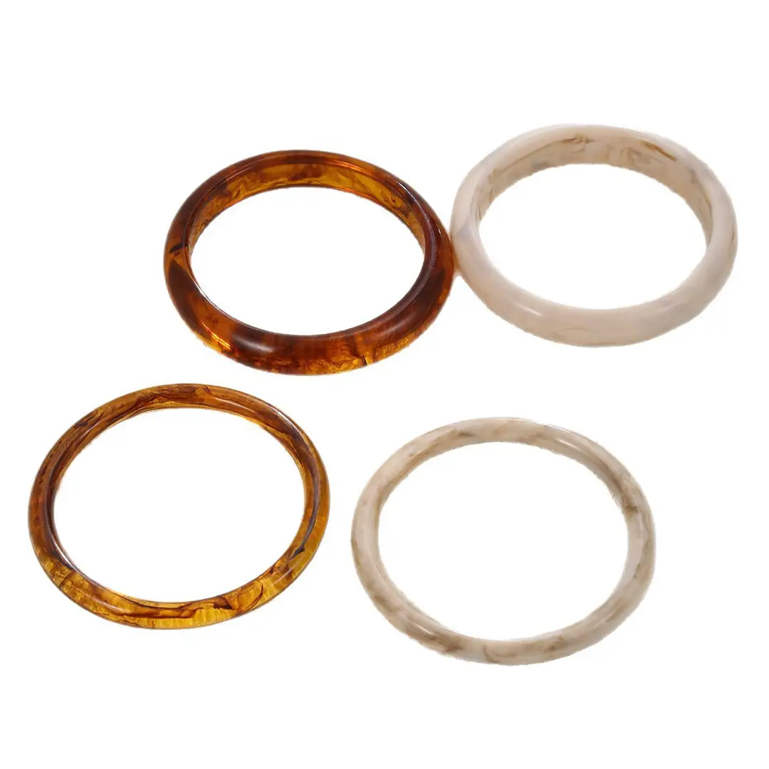 Cross-Border Popular Jewelry Resin Round Bracelet Set Fashionable Versatile Hand Accessories Marble Pattern Vintage Bracelet