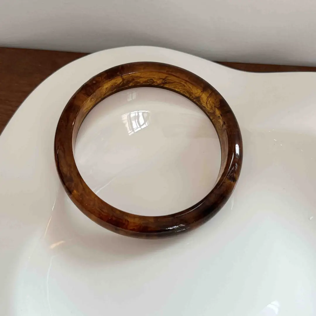 Cross-Border Popular Jewelry Resin Round Bracelet Set Fashionable Versatile Hand Accessories Marble Pattern Vintage Bracelet