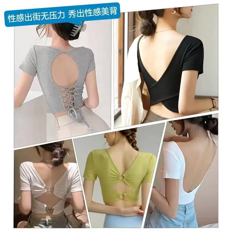 Invisible Foundation Liquid, Beautiful Back-Revealing, Small Chest Gathering Bra for Women, Fixed Cup, Seamless, Thin, Breathable, Thin Strap Bra