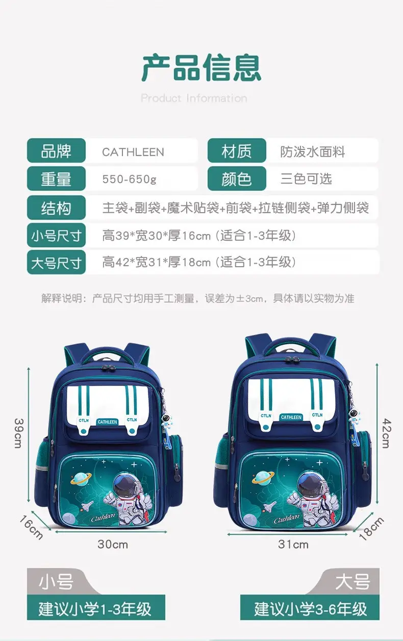 Foreign Trade Schoolbags for Primary School Students 3D Hard-Shell Astronaut Schoolbags for Boys and Girls in Grades 1-3-6 to Protect the Spine and Reduce Burden — feature 3