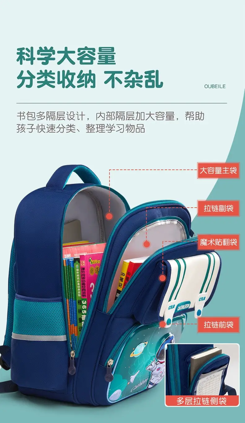 Foreign Trade Schoolbags for Primary School Students 3D Hard-Shell Astronaut Schoolbags for Boys and Girls in Grades 1-3-6 to Protect the Spine and Reduce Burden — feature 7