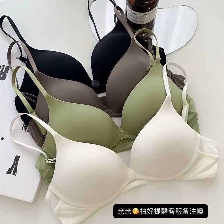 Popular Front-Clasp Push-Up Bra, Seamless, for Small Busts, Non-Gaping Cup Design, Deep Backless, Beautiful Back, Ultra-Thin Anti-Sagging Bra for Summer
