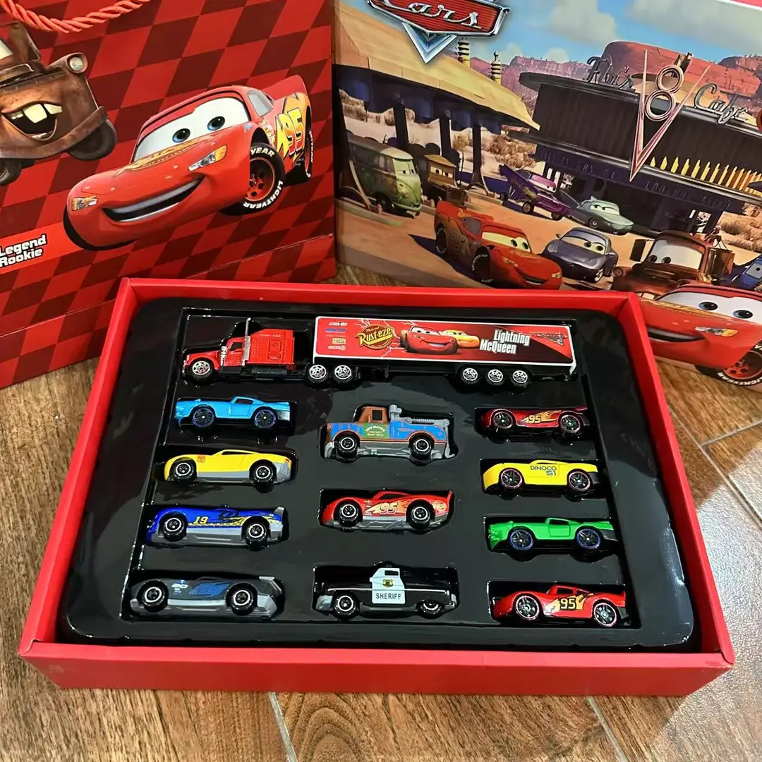 Cars Alloy Racing Lightning Mcqueen Police Chief Mater Skateboard Model Figurine Boys Boxed Gift