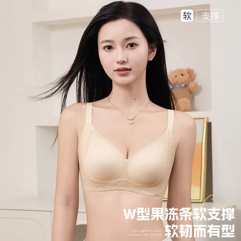 Breathable Perforated Cup Seamless Cool Nude-Feel Underwear for Women, Jelly Soft Support Adjustable Wireless Ultra-Thin Bra