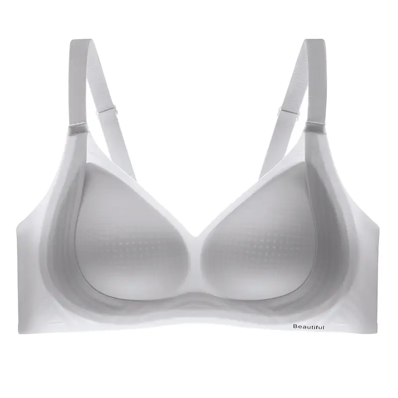 Breathable Perforated Cup Seamless Cool Nude-Feel Underwear for Women, Jelly Soft Support Adjustable Wireless Ultra-Thin Bra