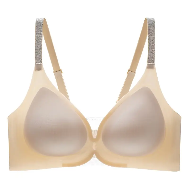 Cool and Seamless Nude-Feel Underwear for Women, Jelly-Soft Support, Adjustable, Perforated, Breathable, Wire-Free, Ultra-Soft and Thin Bra
