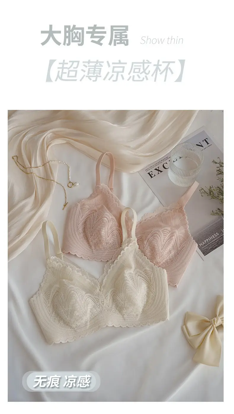 Summer Ultra-Thin Cool-Feel Bra for Women with Large Busts, Makes the Bust Appear Smaller and Slimmer, Breathable and Comfortable, Wireless, Side Breast Support, Seamless Bra — feature 1