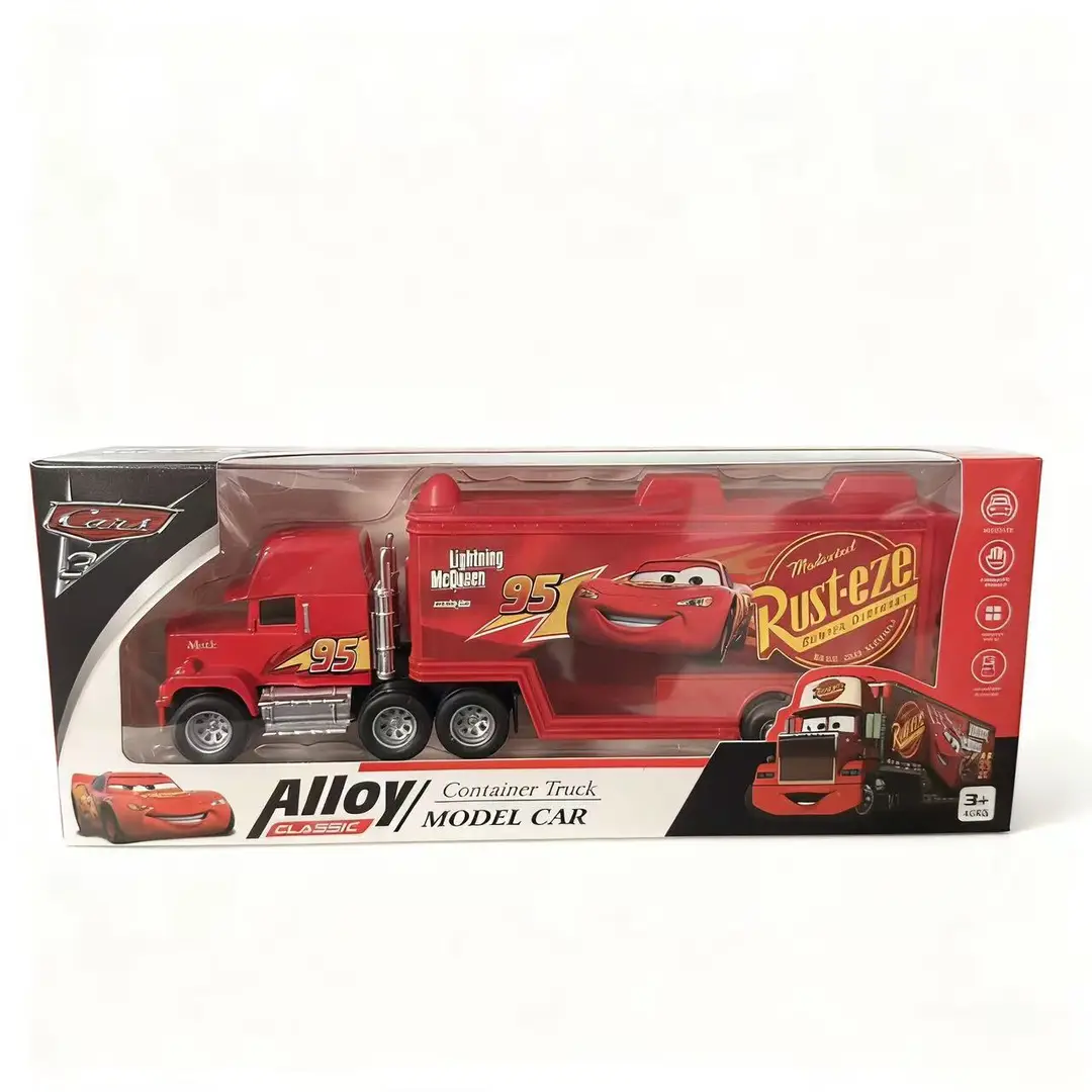 Cross-Border Cars and Trucks Uncle Mcqueen Container Truck Alloy Children's Toy Car Pull-Back Inertia Toy Lightning Mcqueen