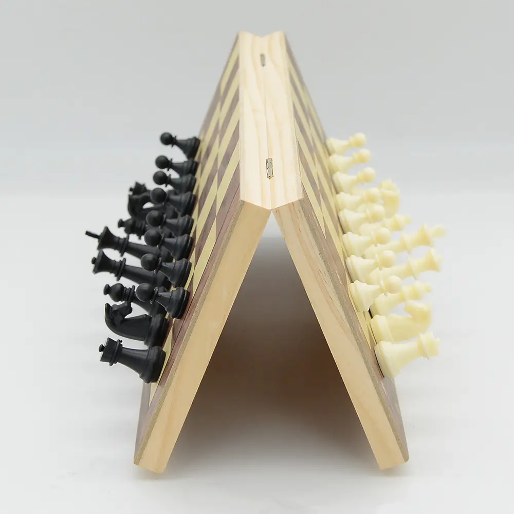 Three-In-One Magnetic Backgammon, Chess, International Checkers, Foldable Educational Board Game, Children's Day Gift