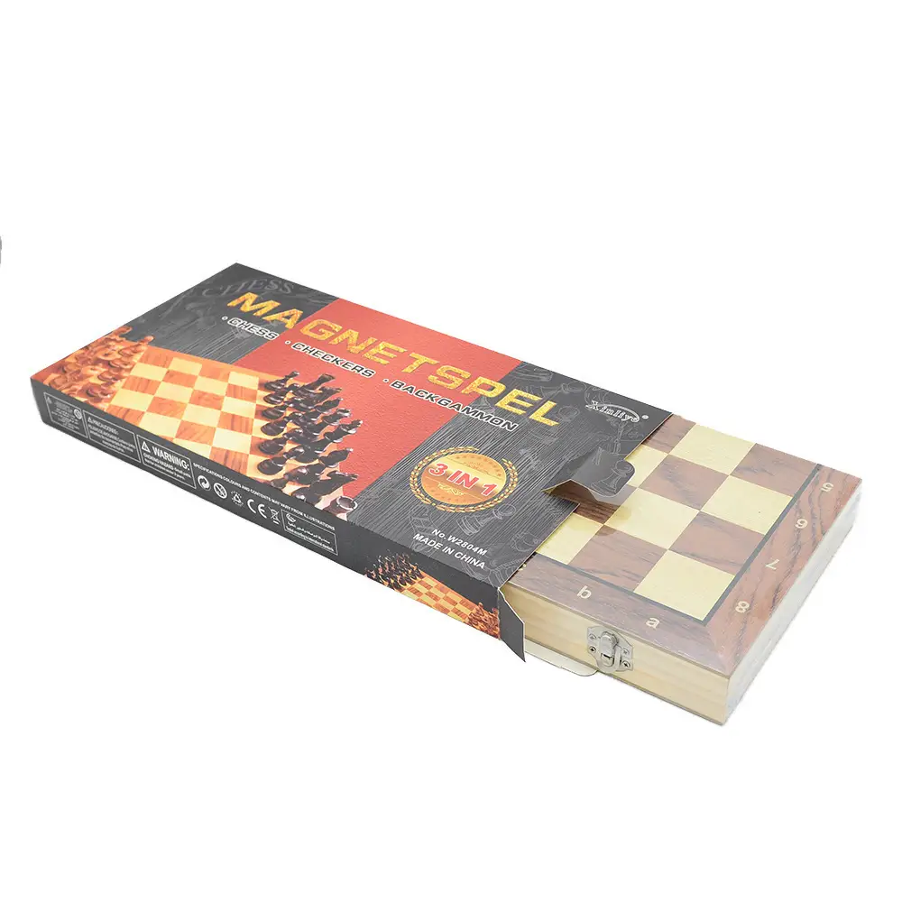 Three-In-One Magnetic Backgammon, Chess, International Checkers, Foldable Educational Board Game, Children's Day Gift