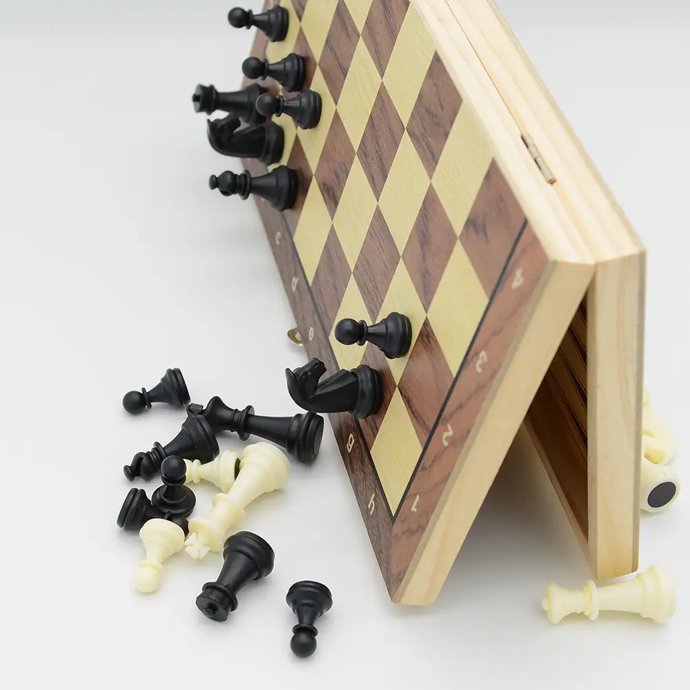 Three-In-One Magnetic Backgammon, Chess, International Checkers, Foldable Educational Board Game, Children's Day Gift — feature 14