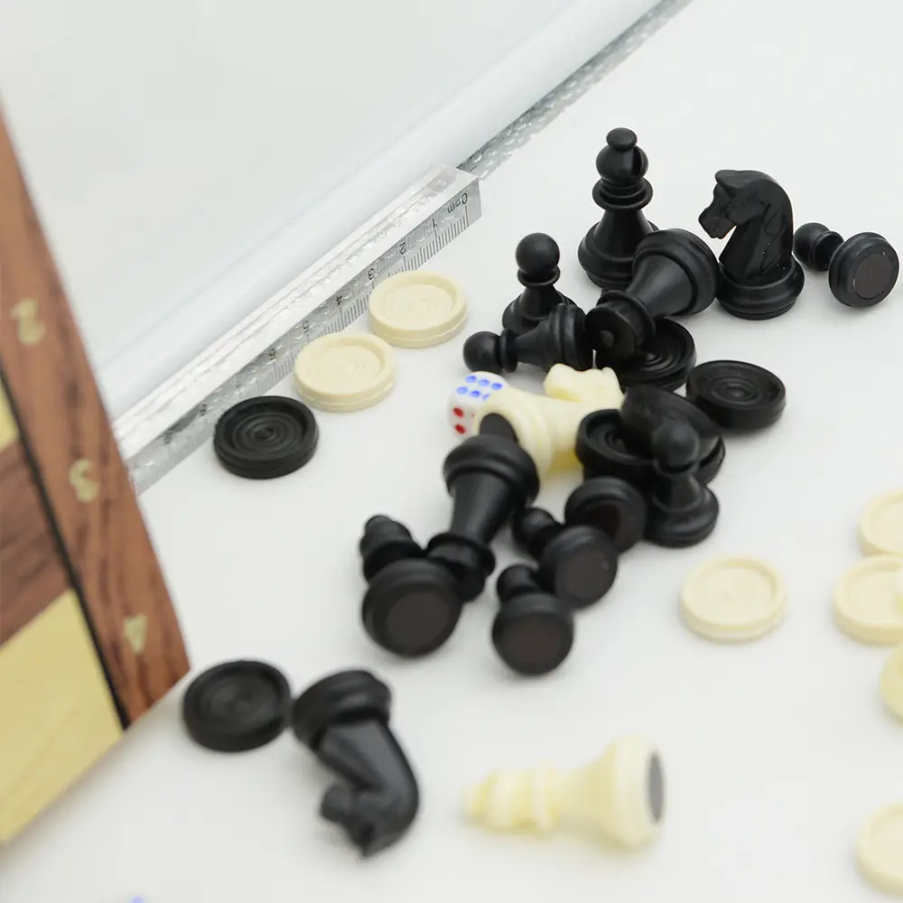 Three-In-One Magnetic Backgammon, Chess, International Checkers, Foldable Educational Board Game, Children's Day Gift — feature 18