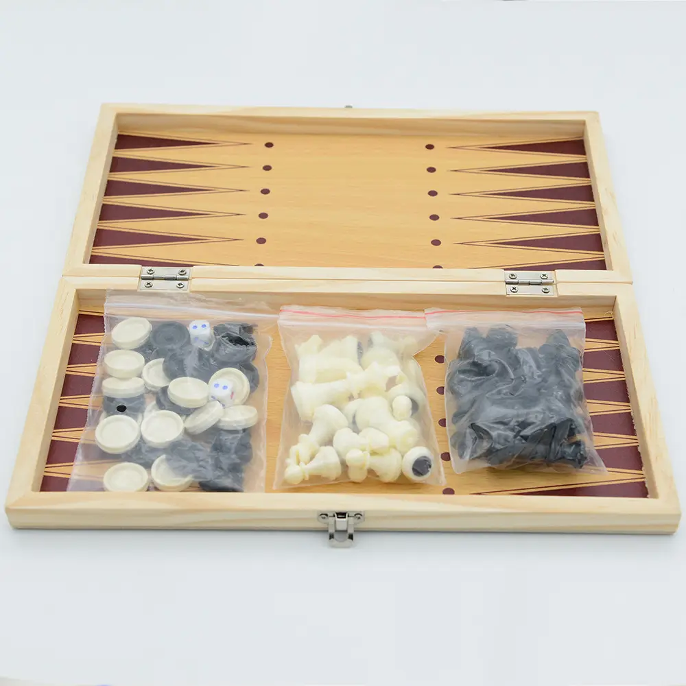 Three-In-One Magnetic Backgammon, Chess, International Checkers, Foldable Educational Board Game, Children's Day Gift — feature 19