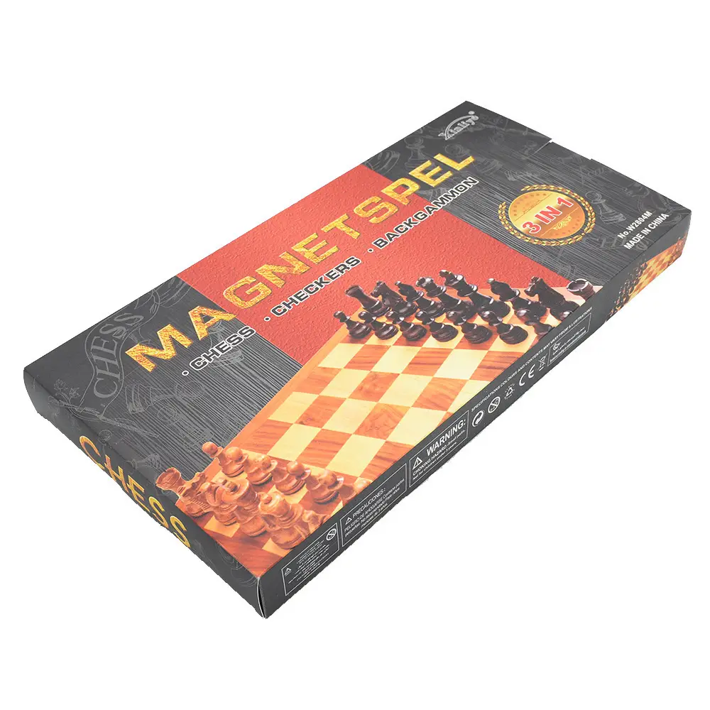 Three-In-One Magnetic Backgammon, Chess, International Checkers, Foldable Educational Board Game, Children's Day Gift — feature 2