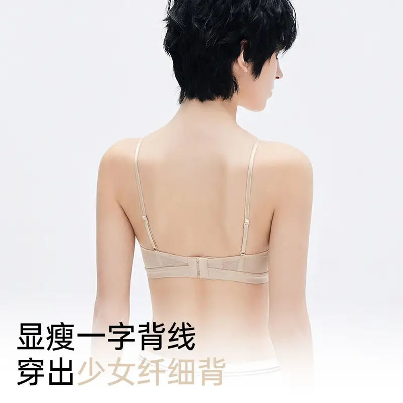100% Mulberry Silk French-Style Bra That Minimizes Large Busts, Seamless Satin Bunny Ear Cup Underwear, Breathable, Lifts and Gathers Side Breasts