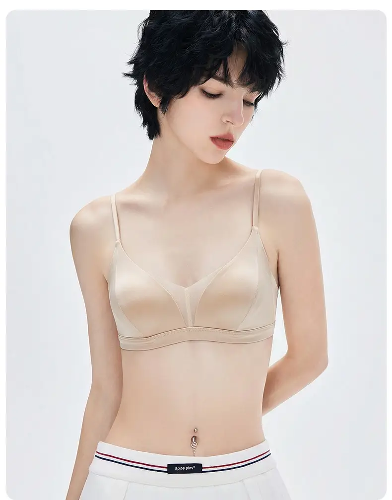 100% Mulberry Silk French-Style Bra That Minimizes Large Busts, Seamless Satin Bunny Ear Cup Underwear, Breathable, Lifts and Gathers Side Breasts — feature 11