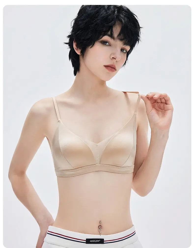 100% Mulberry Silk French-Style Bra That Minimizes Large Busts, Seamless Satin Bunny Ear Cup Underwear, Breathable, Lifts and Gathers Side Breasts — feature 12