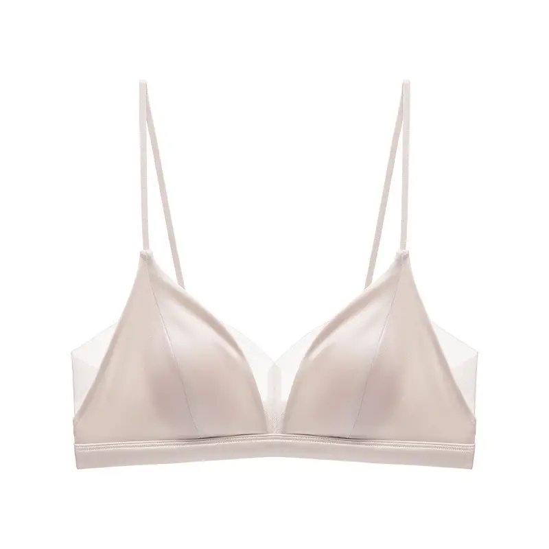 100% Mulberry Silk French-Style Bra That Minimizes Large Busts, Seamless Satin Bunny Ear Cup Underwear, Breathable, Lifts and Gathers Side Breasts