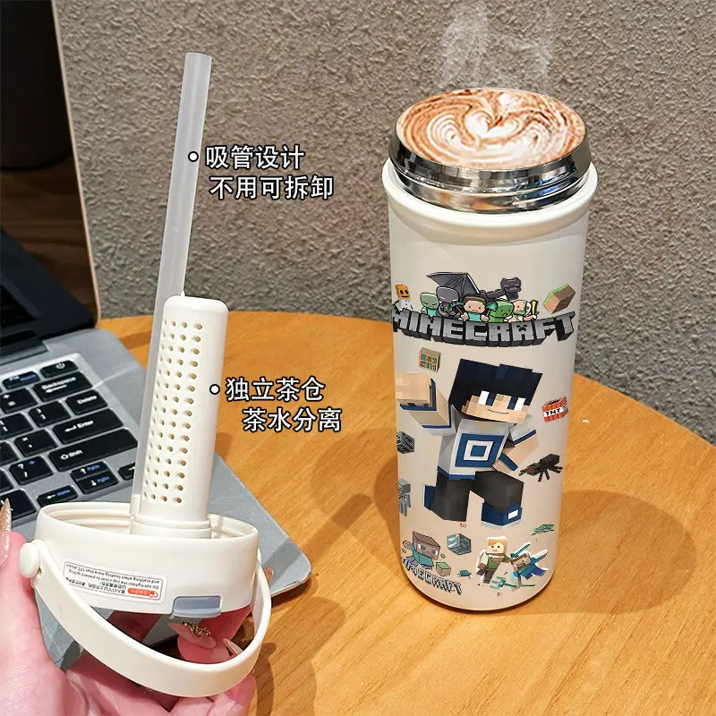 Minecraft Cartoon Insulated Cup 316 Stainless Steel Straw Water Bottle Portable Large Capacity Dual-Use Car Cup for Men — feature 6