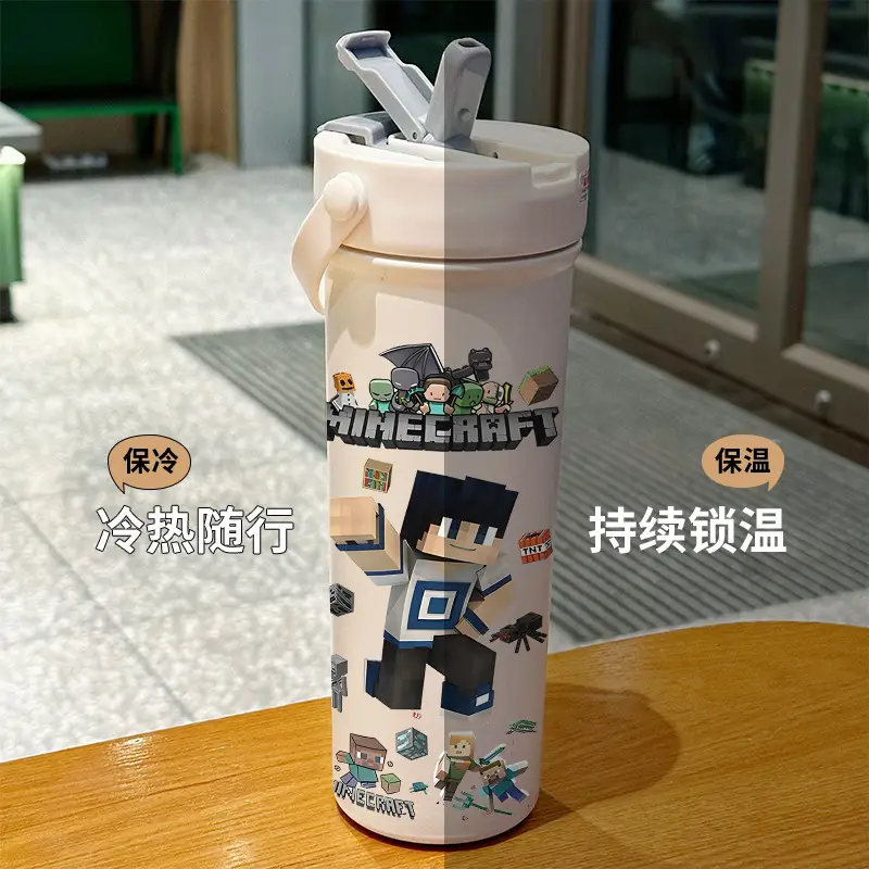 Minecraft Cartoon Insulated Cup 316 Stainless Steel Straw Water Bottle Portable Large Capacity Dual-Use Car Cup for Men — feature 9