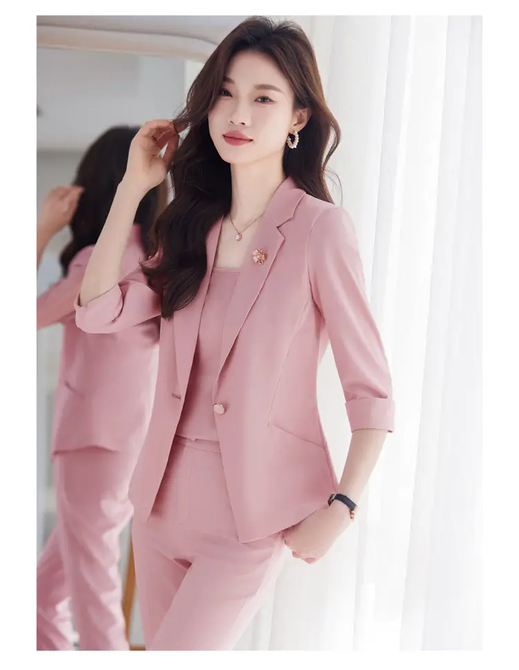 New Blue Suit Set with Pants, Hotel Front Desk Work Uniform, Elegant Professional Formal Suit Jacket, Cross-Border Wholesale — feature 21