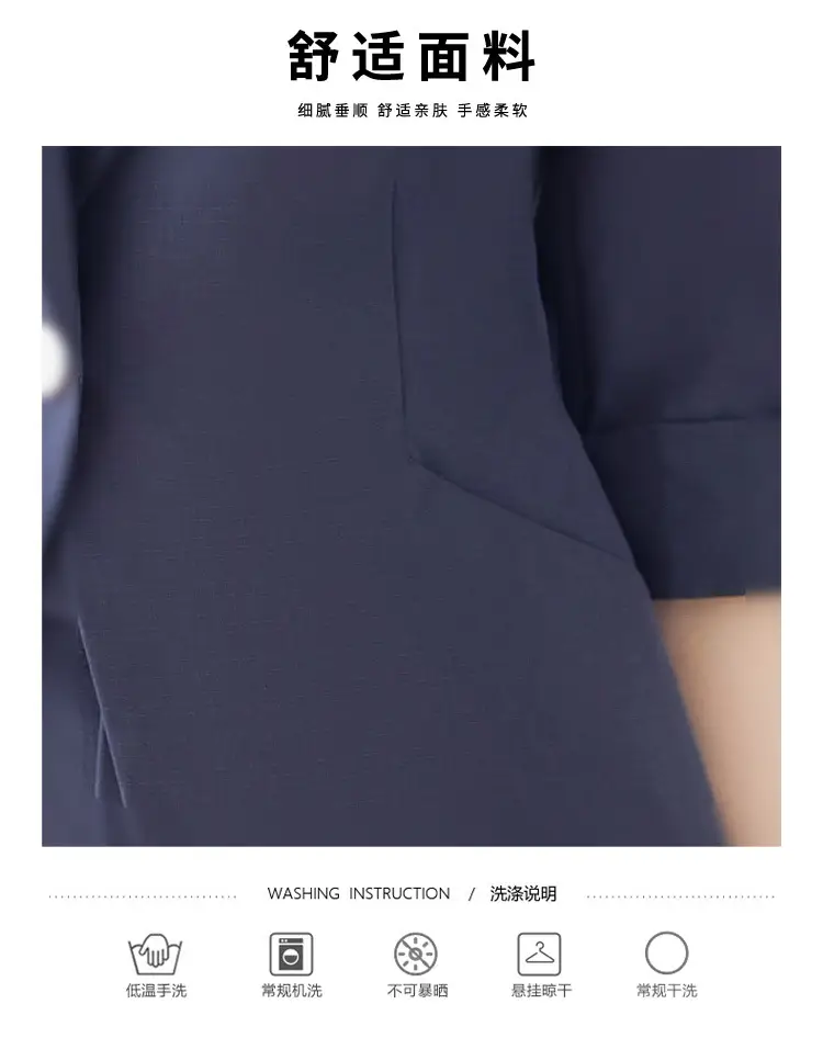 New Blue Suit Set with Pants, Hotel Front Desk Work Uniform, Elegant Professional Formal Suit Jacket, Cross-Border Wholesale — feature 8