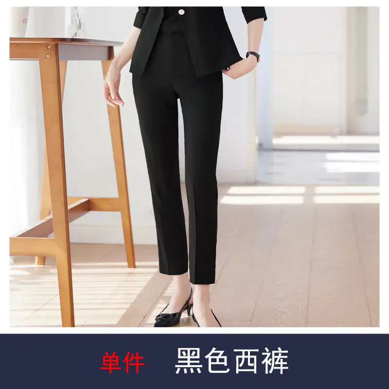 New Blue Suit Set with Pants, Hotel Front Desk Work Uniform, Elegant Professional Formal Suit Jacket, Cross-Border Wholesale