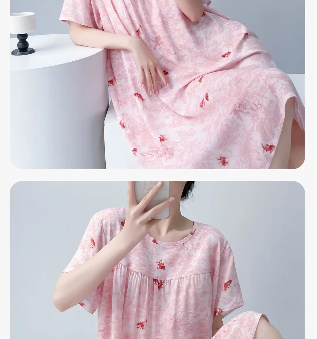 Cotton Silk Nightgown with Breast Pads for Women 2026 New Summer Style High-End Thin Rayon Dress Beautiful Home Wear — feature 16