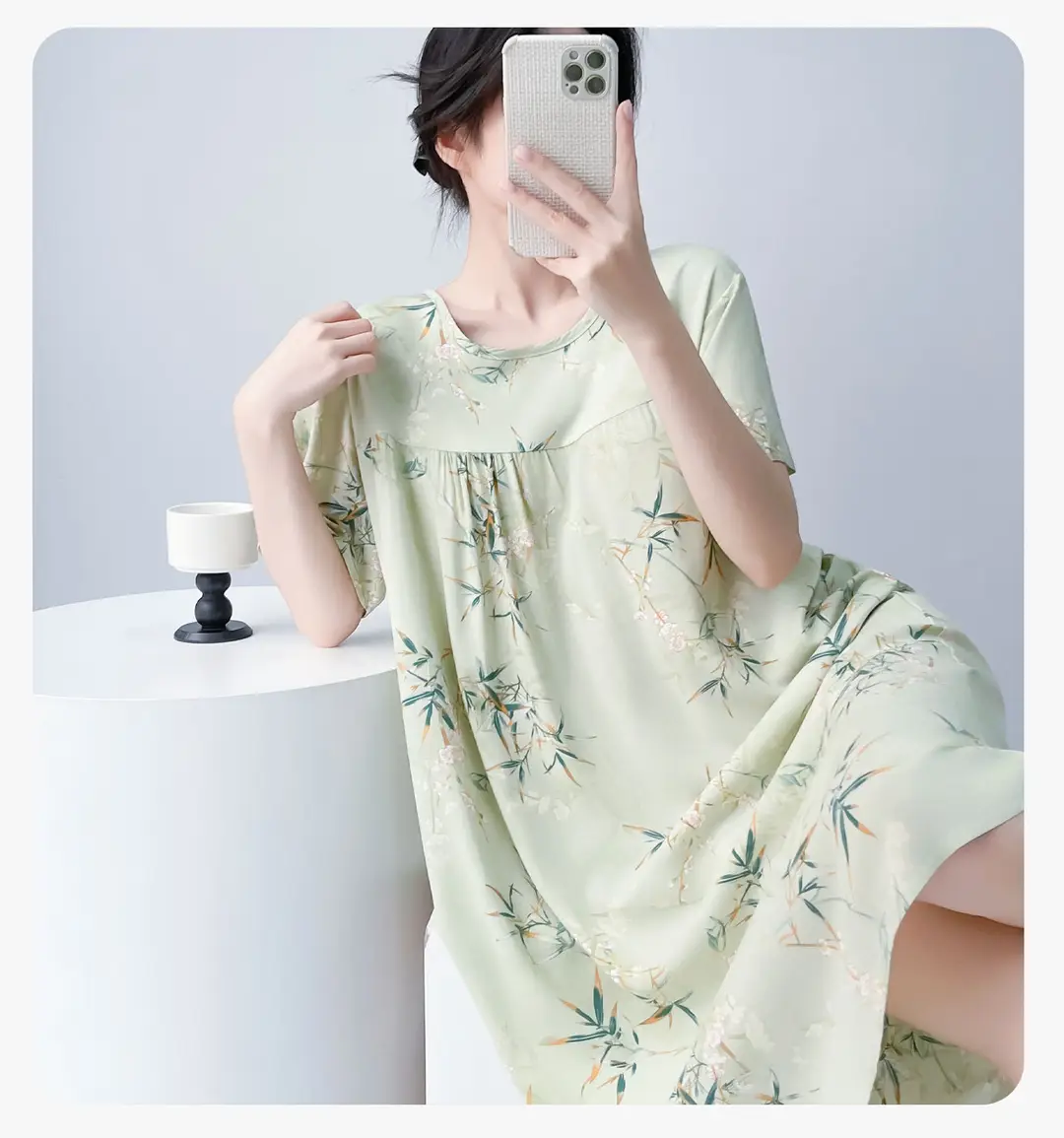 Cotton Silk Nightgown with Breast Pads for Women 2026 New Summer Style High-End Thin Rayon Dress Beautiful Home Wear — feature 19