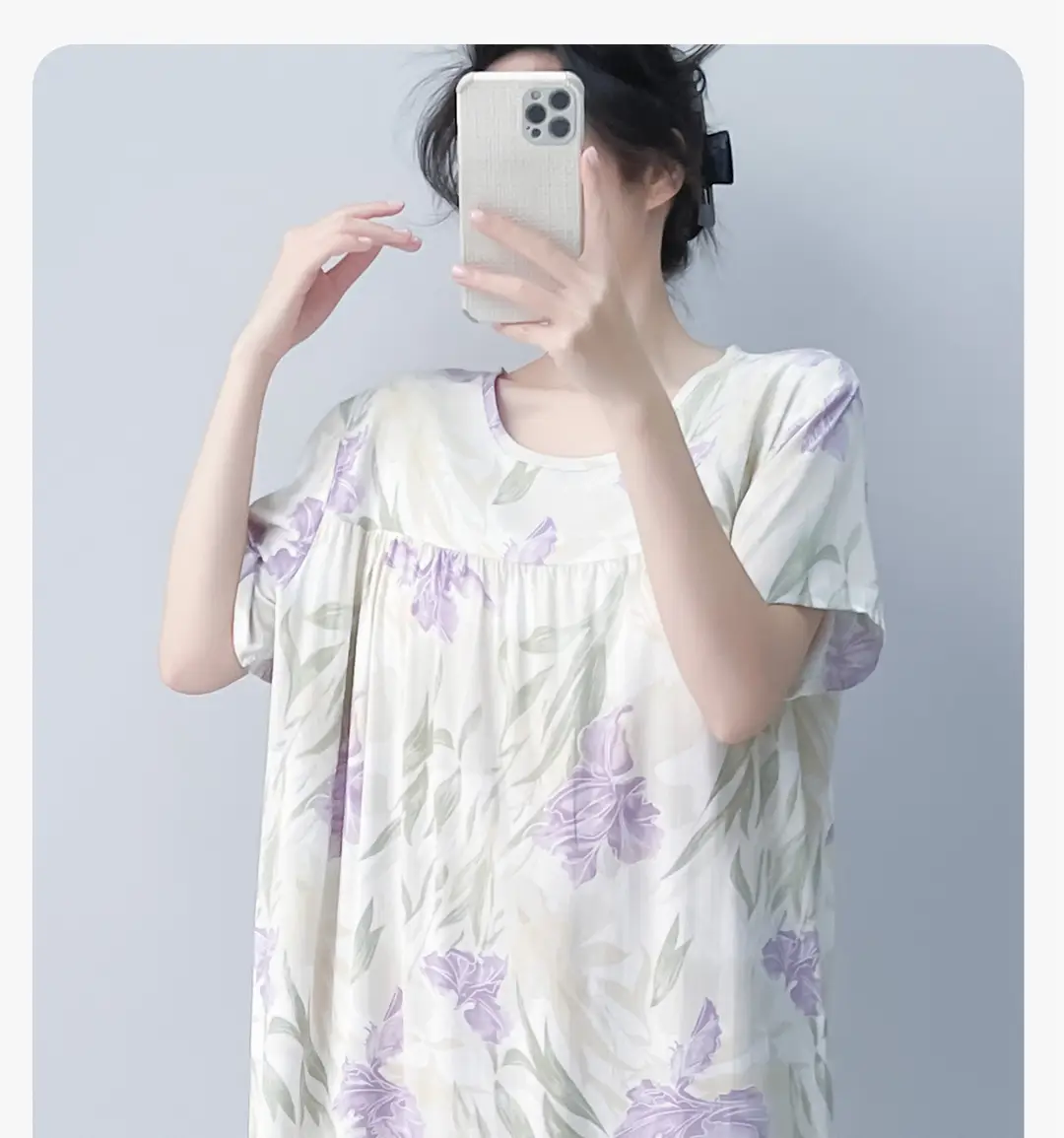 Cotton Silk Nightgown with Breast Pads for Women 2026 New Summer Style High-End Thin Rayon Dress Beautiful Home Wear — feature 21