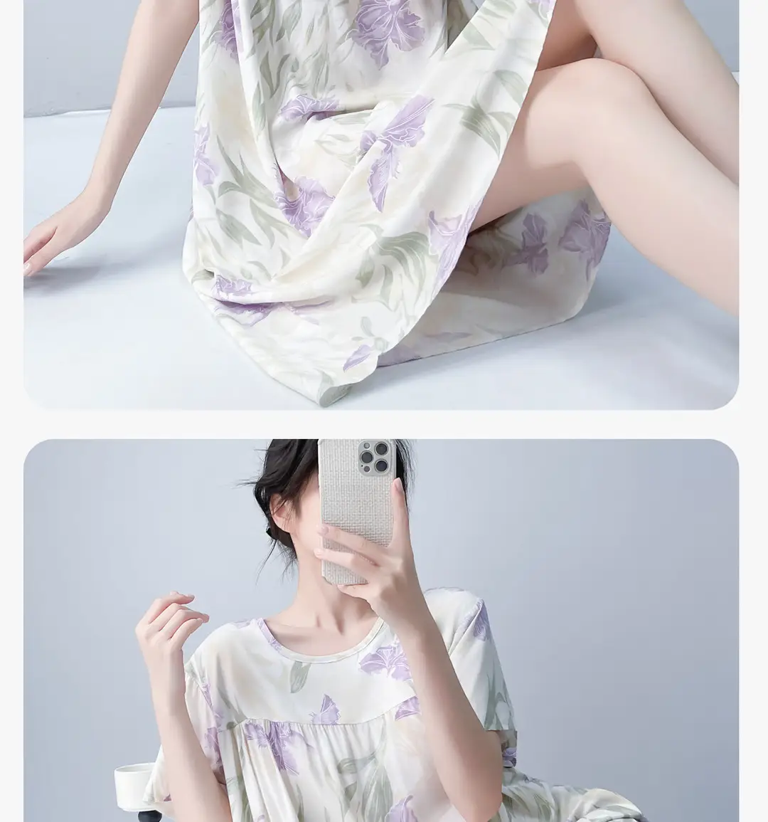 Cotton Silk Nightgown with Breast Pads for Women 2026 New Summer Style High-End Thin Rayon Dress Beautiful Home Wear — feature 23
