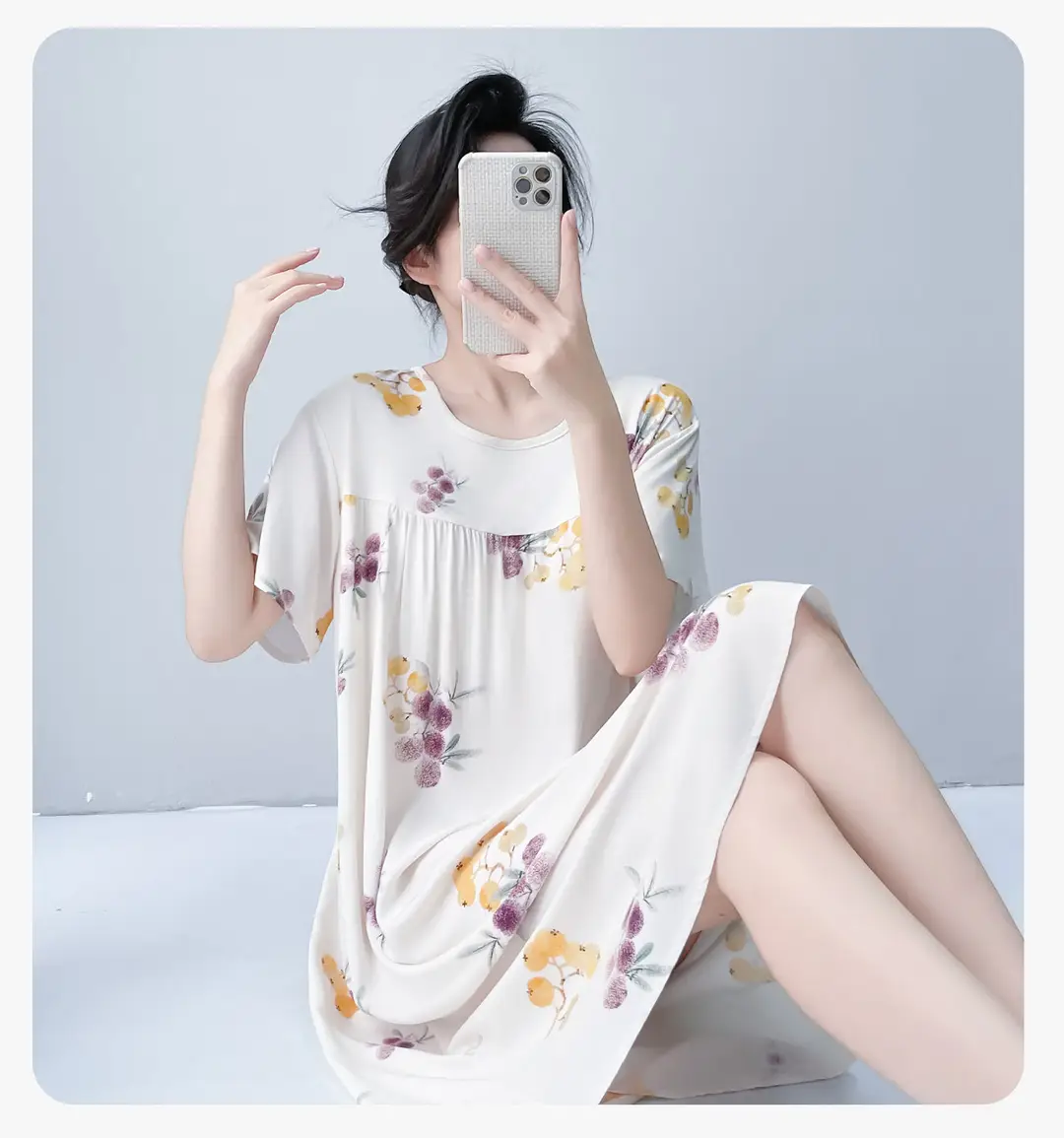 Cotton Silk Nightgown with Breast Pads for Women 2026 New Summer Style High-End Thin Rayon Dress Beautiful Home Wear — feature 26