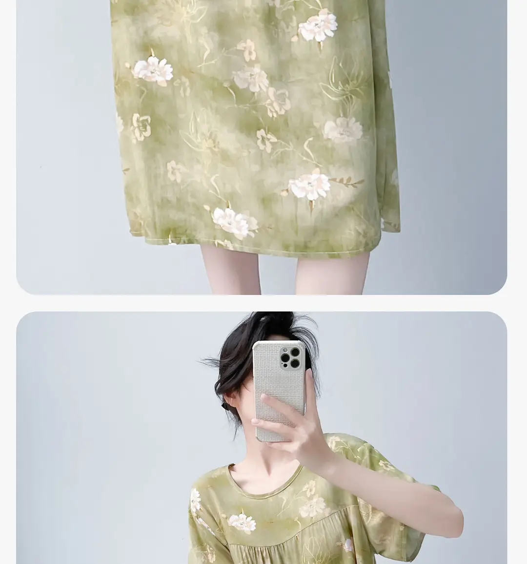 Cotton Silk Nightgown with Breast Pads for Women 2026 New Summer Style High-End Thin Rayon Dress Beautiful Home Wear — feature 29