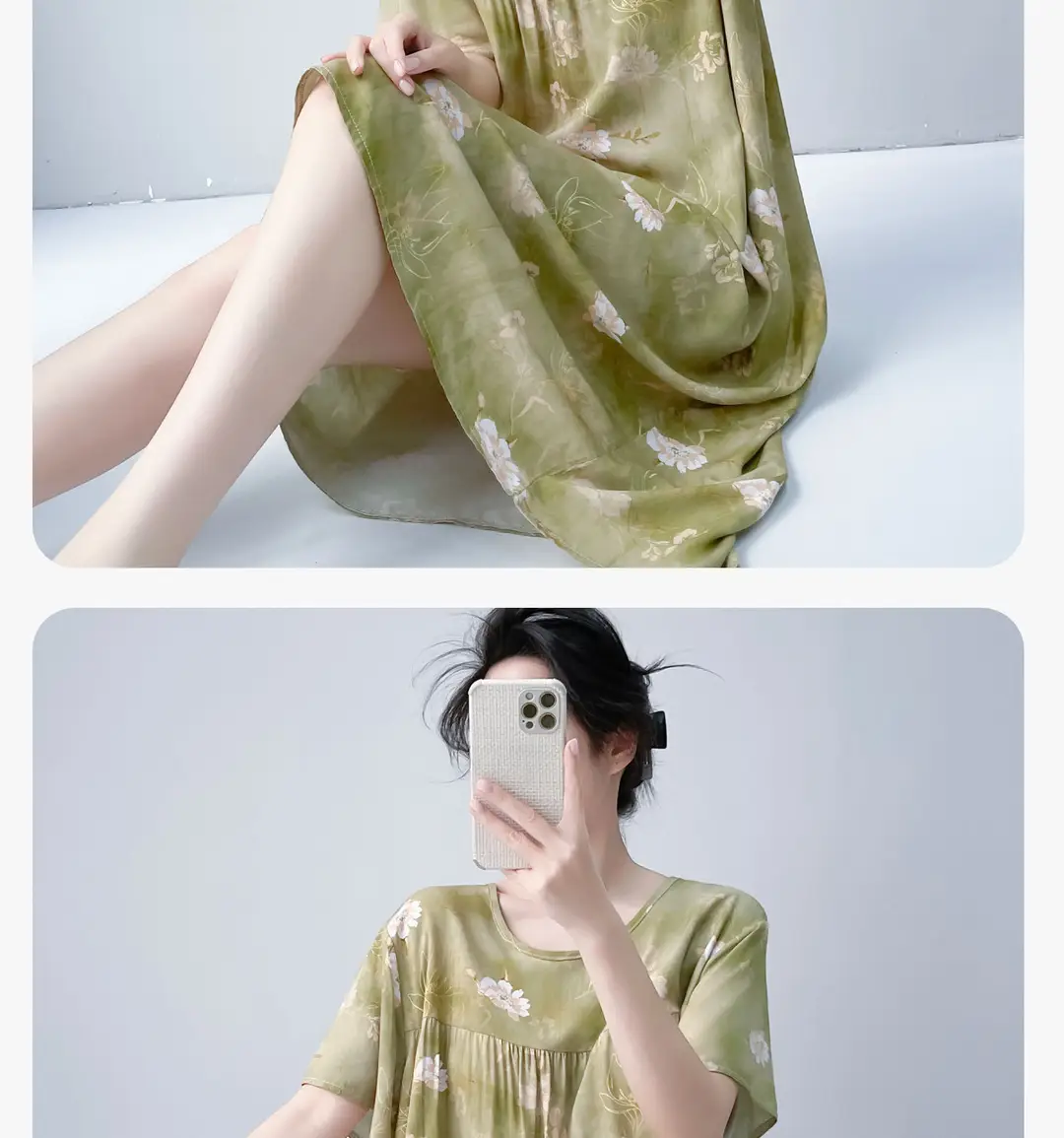 Cotton Silk Nightgown with Breast Pads for Women 2026 New Summer Style High-End Thin Rayon Dress Beautiful Home Wear — feature 30