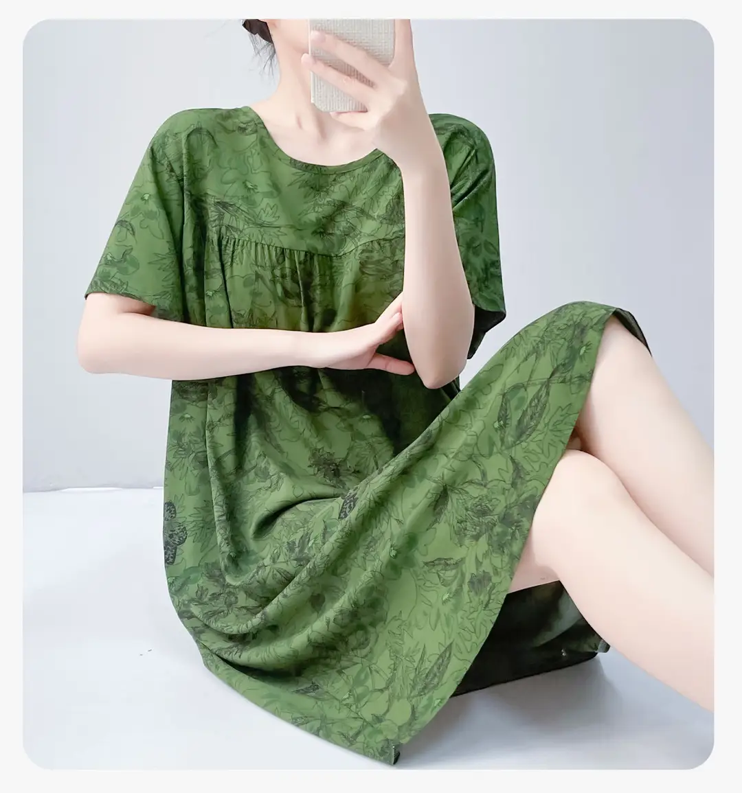 Cotton Silk Nightgown with Breast Pads for Women 2026 New Summer Style High-End Thin Rayon Dress Beautiful Home Wear — feature 33