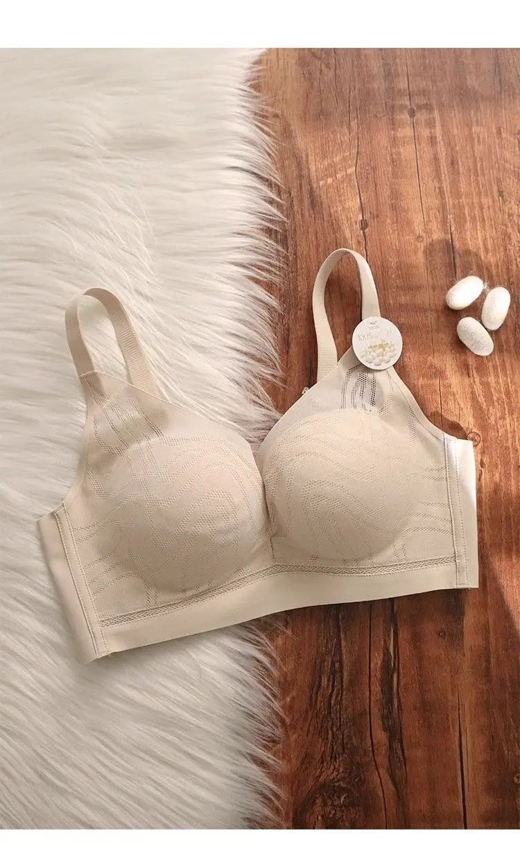 Mulberry Silk Summer Breathable Thin Comfortable Seamless Underwear for Women with Small Busts, Gathering and Supporting Side Breasts, Anti-Sagging Bra — feature 14