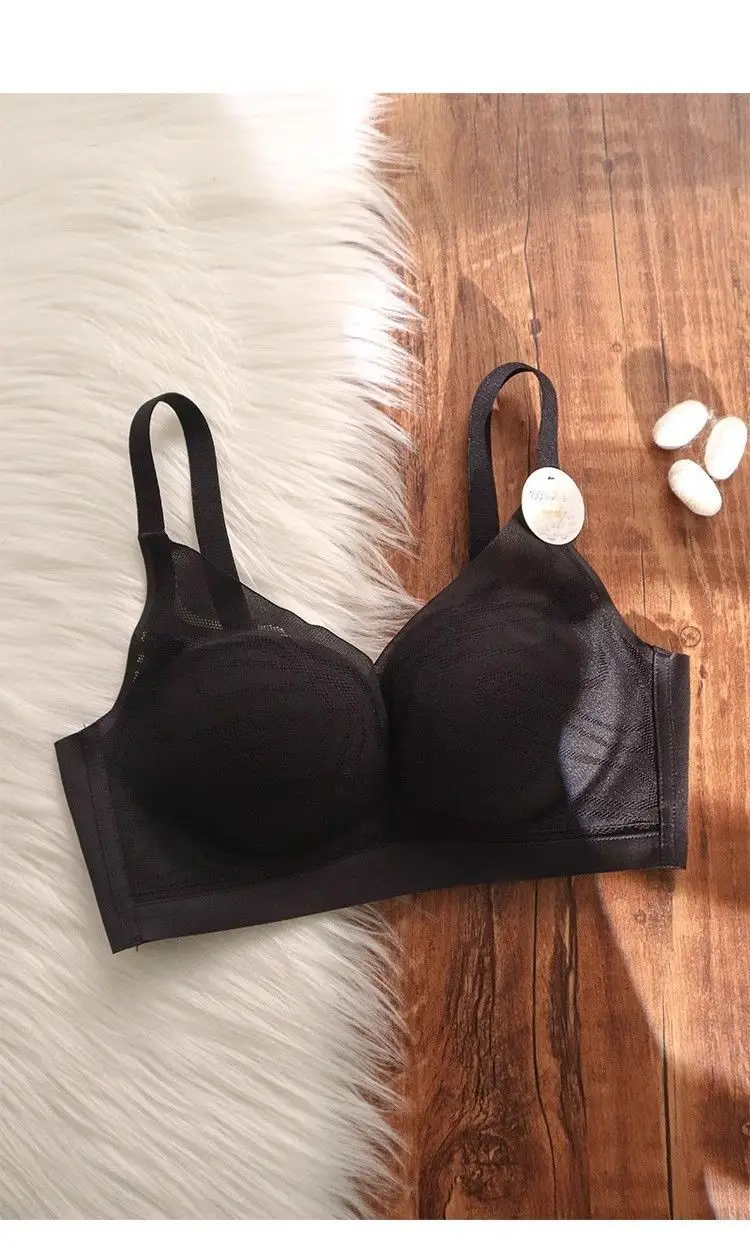 Mulberry Silk Summer Breathable Thin Comfortable Seamless Underwear for Women with Small Busts, Gathering and Supporting Side Breasts, Anti-Sagging Bra — feature 17