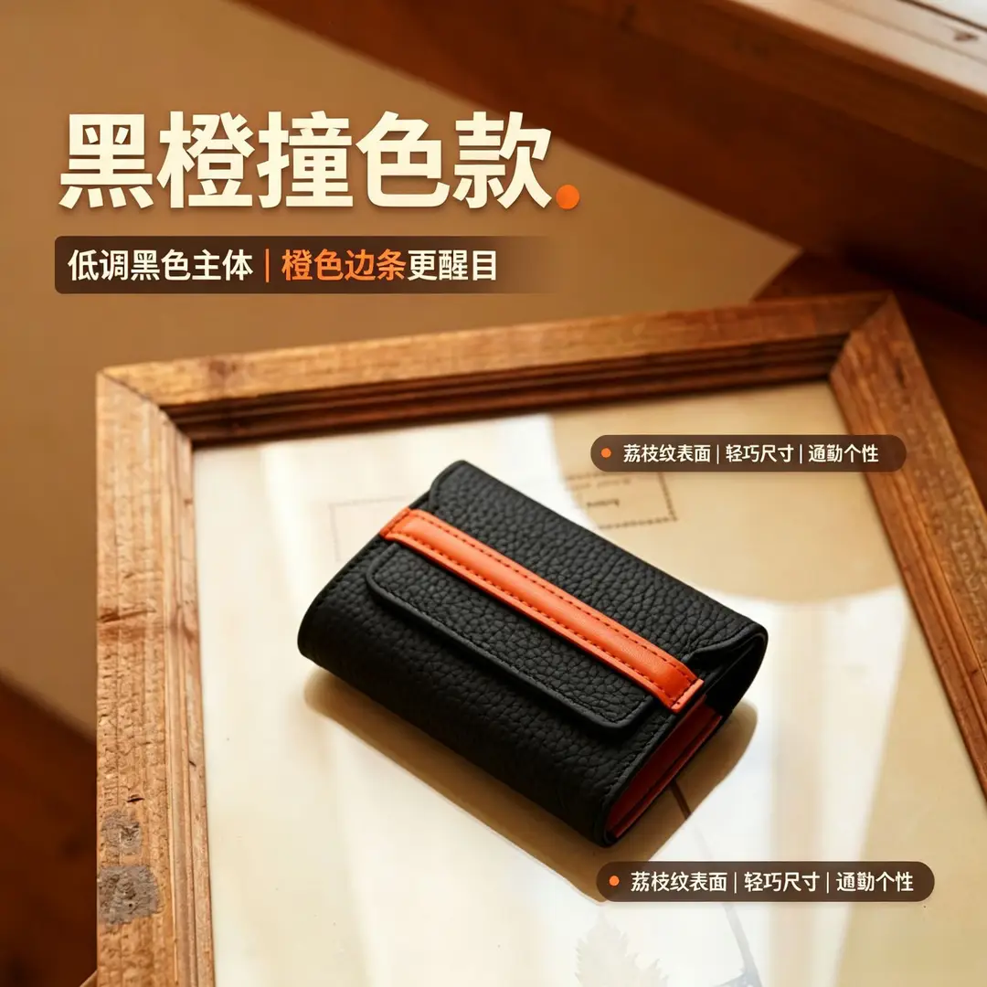 Litchi Pattern Wallet for Men and Women, Genuine Leather Short Style 2026 New Model, Coin Purse, Card Holder, Simple Multifunctional Wallet Wholesale — feature 21
