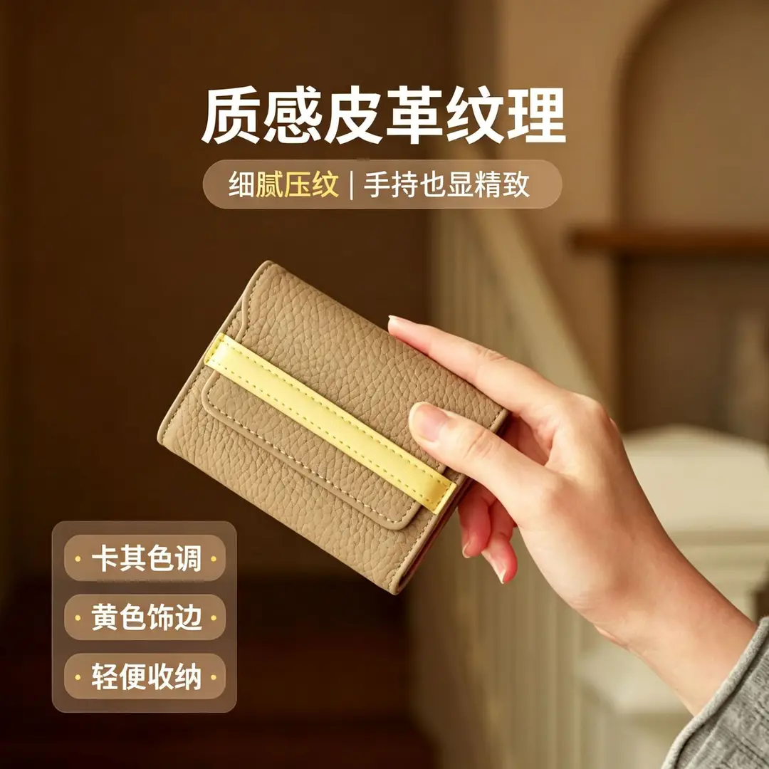 Litchi Pattern Wallet for Men and Women, Genuine Leather Short Style 2026 New Model, Coin Purse, Card Holder, Simple Multifunctional Wallet Wholesale — feature 24