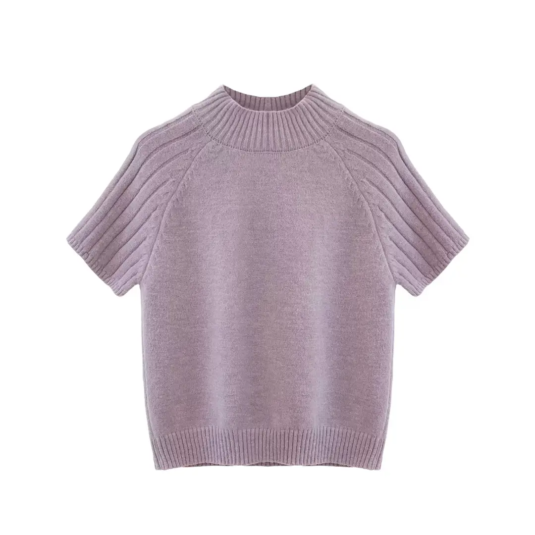 White Half-Turtleneck Sweater, Short-Sleeved Thickened Knitted Base Layer, New Autumn and Winter Style, Great for Layering, Very Stylish Top for Women