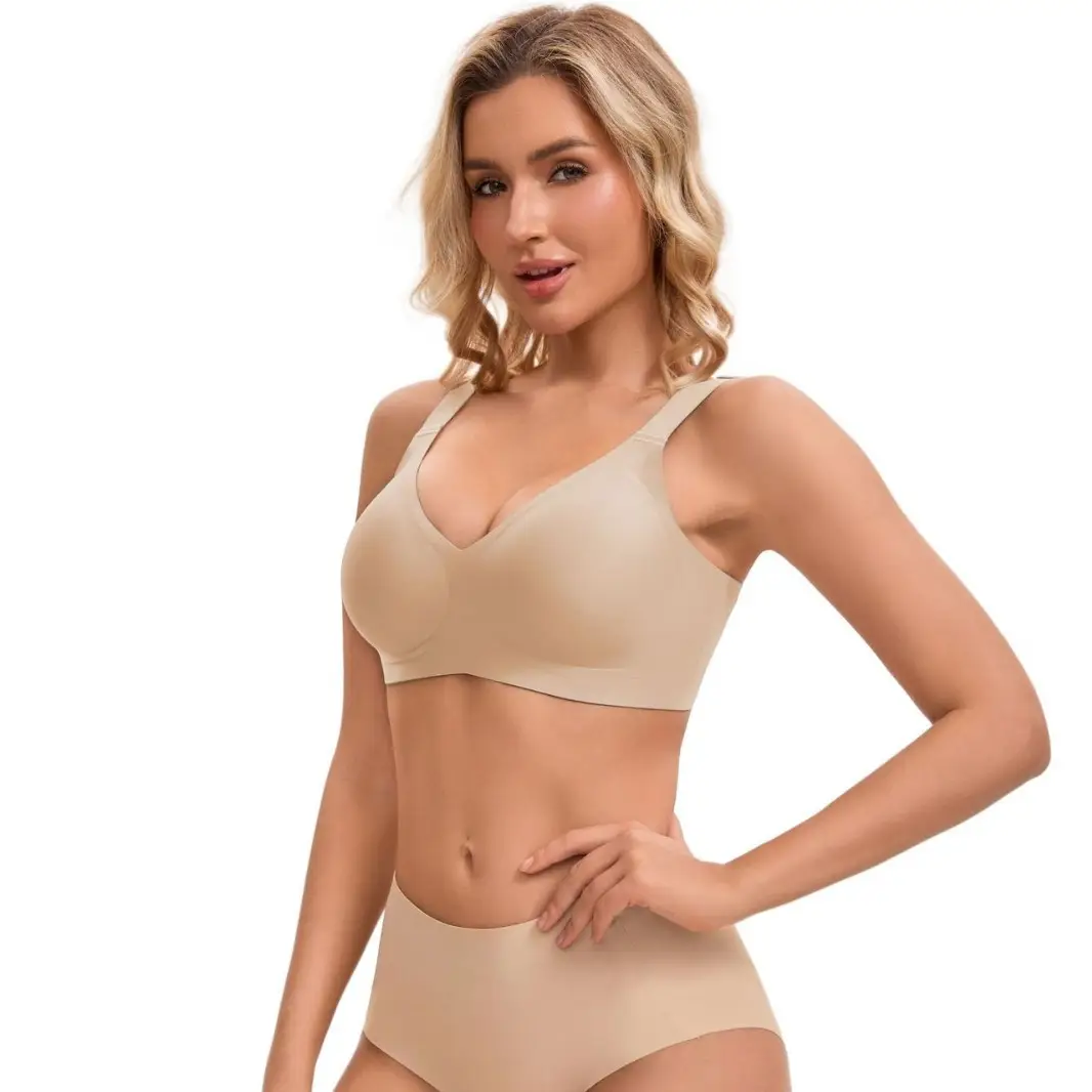 Cross-Border Hot-Selling Leopard Print Bra with Jelly Strip Soft Support, Plus-Size Sexy Backless Lingerie, Wireless Seamless Push-Up Bra Tk - Image 12