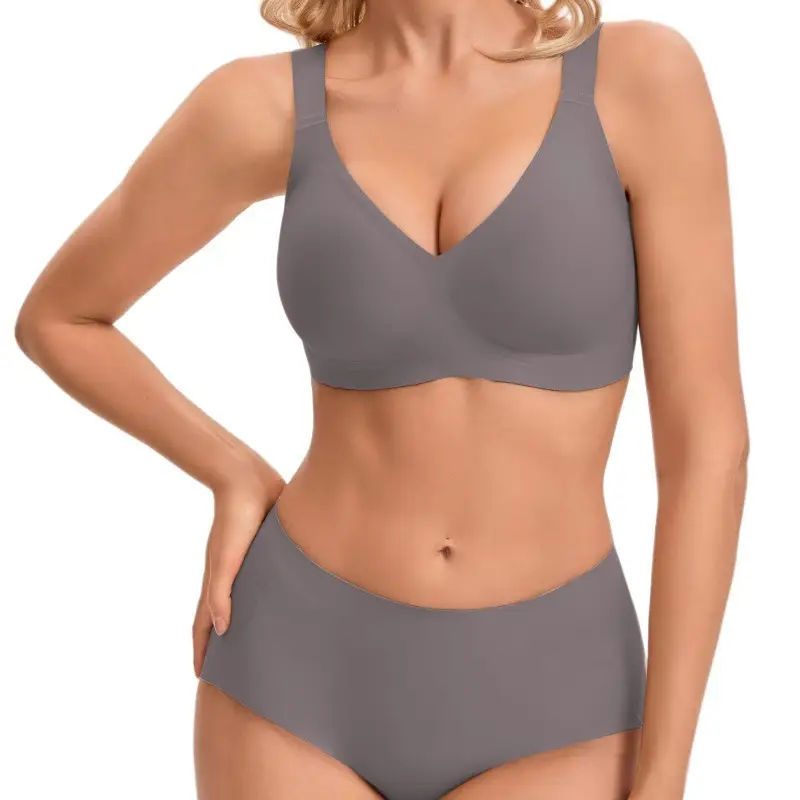 Cross-Border Hot-Selling Leopard Print Bra with Jelly Strip Soft Support, Plus-Size Sexy Backless Lingerie, Wireless Seamless Push-Up Bra Tk - Image 3