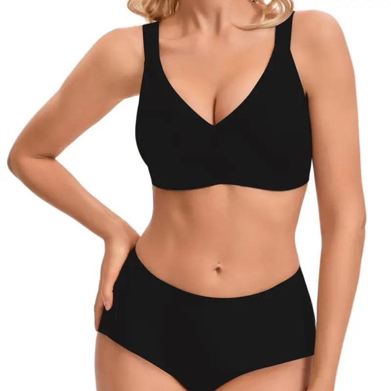 Cross-Border Hot-Selling Leopard Print Bra with Jelly Strip Soft Support, Plus-Size Sexy Backless Lingerie, Wireless Seamless Push-Up Bra Tk - Image 4
