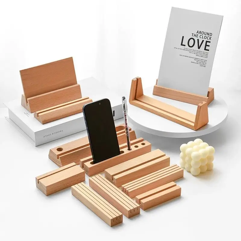 Solid Wood Business Card Holder, Note Clip, Postcard Card Holder, Dining Table Stand, Acrylic Calendar, Desk Calendar, High-End Wooden Base